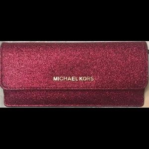 Michae Kors red glitter wallet